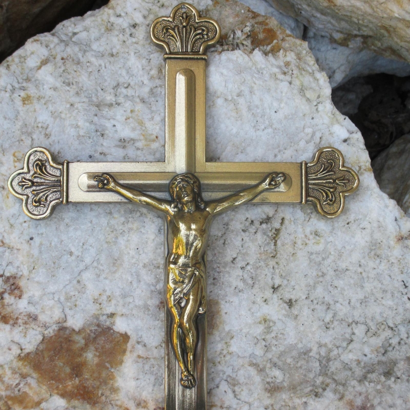 Kruzifix zum Aufhängen 14cm - Gold